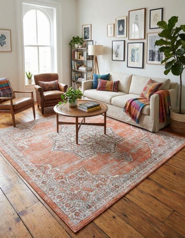 Salmon Pink Nyla Square Rug