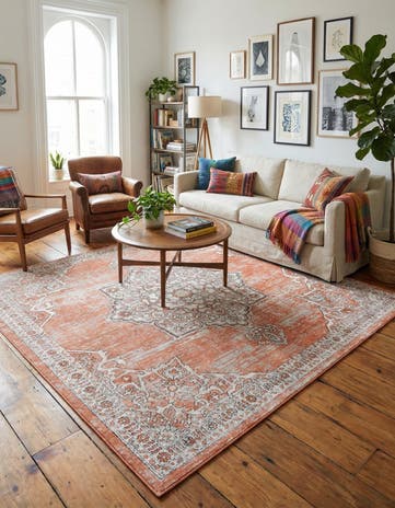 Salmon Pink Nyla Square Rug