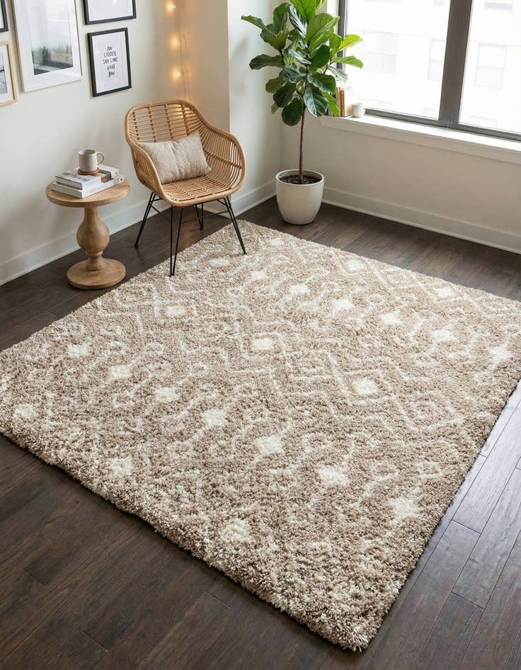 Detail image of  6' x 6' Moroccan Trellis Shag Square Rug