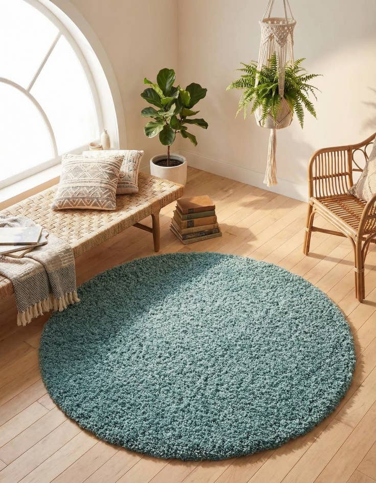 Detail image of 5' 3 x 5' 3 Solid Shag Round Rug