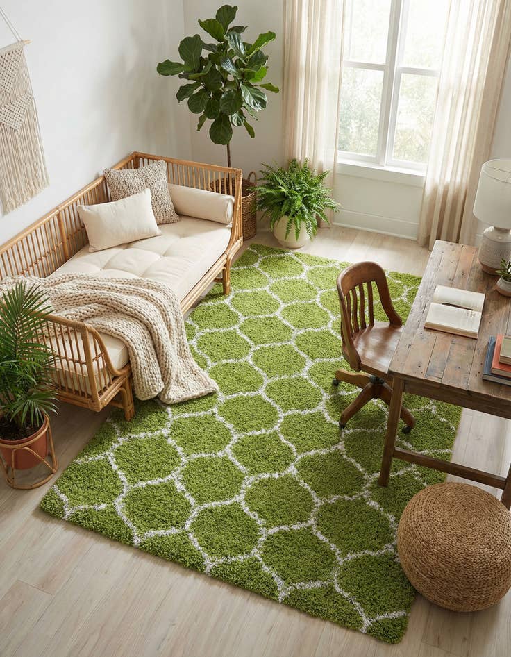 Detail image of 5' 3 x 8' Trellis Shag Rug