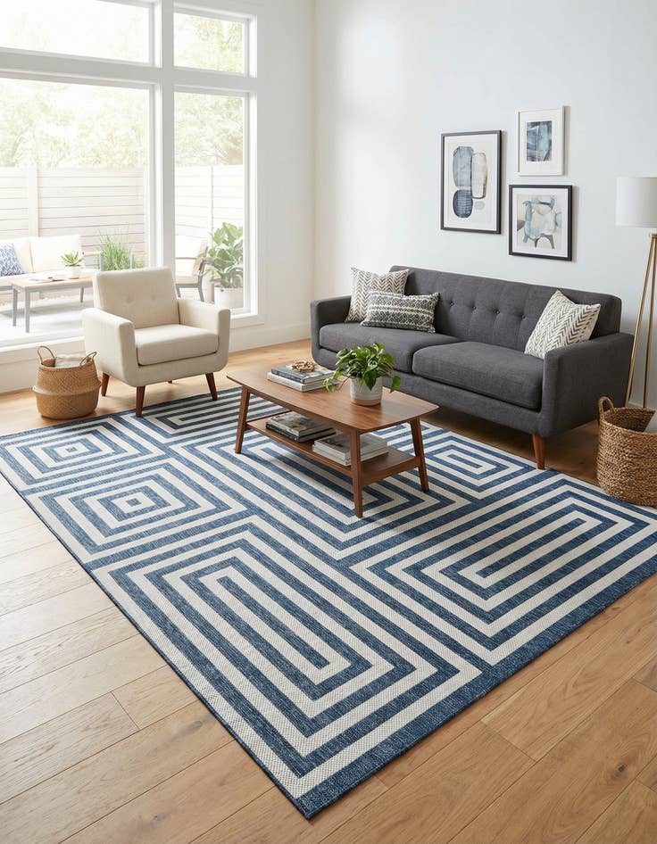 Detail image of  9' x 12'  Washable Modern Indoor / Outdoor Rug