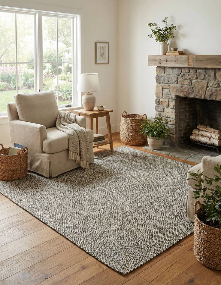 Detail image of  7' 10 x 7' 10  Hand Tweed Braided Jute Square Rug