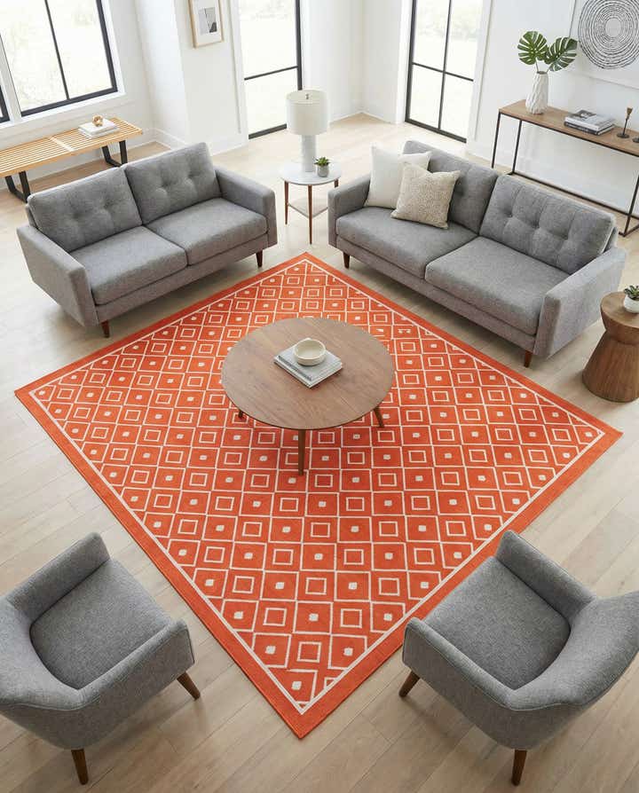 7' 10 x 7' 10 Easy-Clean Trellis Indoor / Outdoor Square Rug