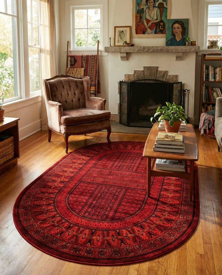 Detail image of 5' 3 x 8' Bokhara Oval Rug