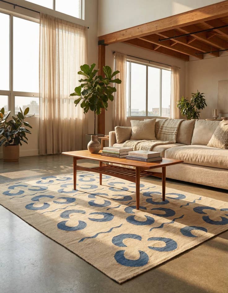 Detail image of 4' 9 x 6' 7 Hand Woven Kilim Modern Wool Rug