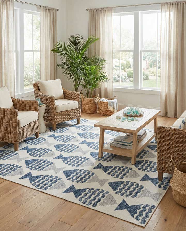 10' x 10' Easy-Clean Coastal Indoor / Outdoor Square Rug