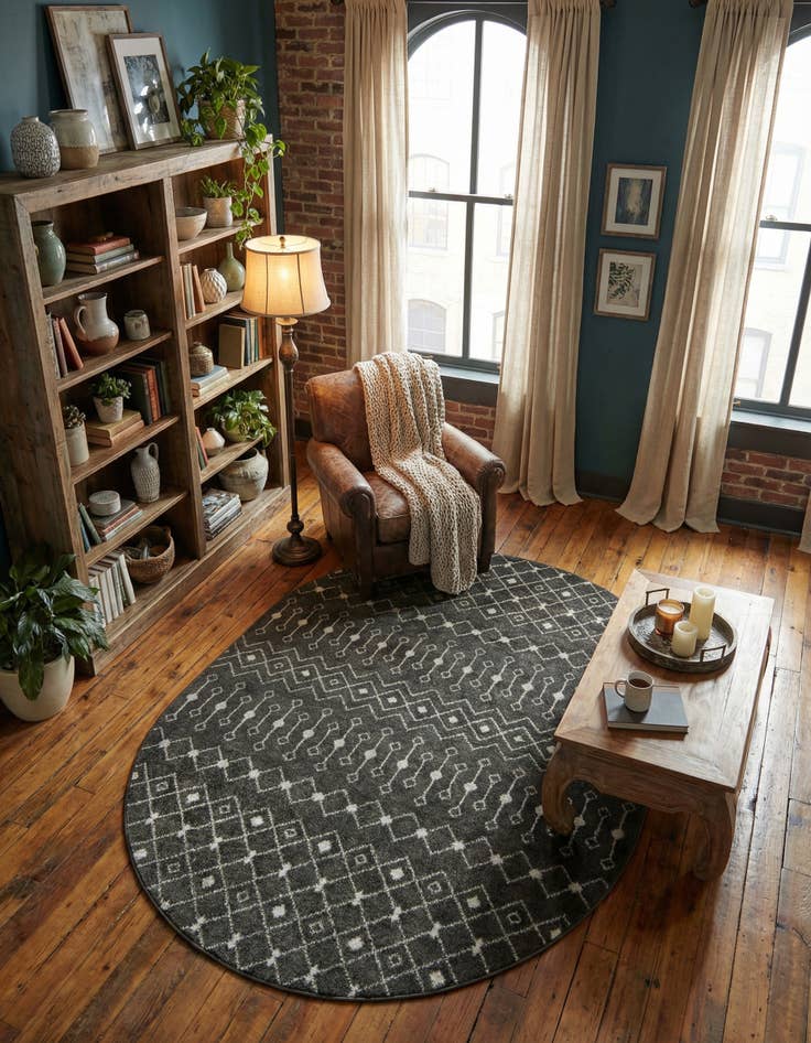 Detail image of 7' 10 x 10' Moroccan Trellis Oval Rug