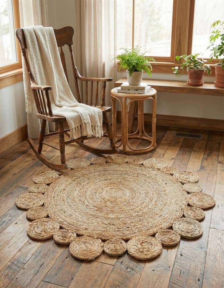 Detail image of  3' 1 x 3' 1  Hand Braided Jute Round Rug