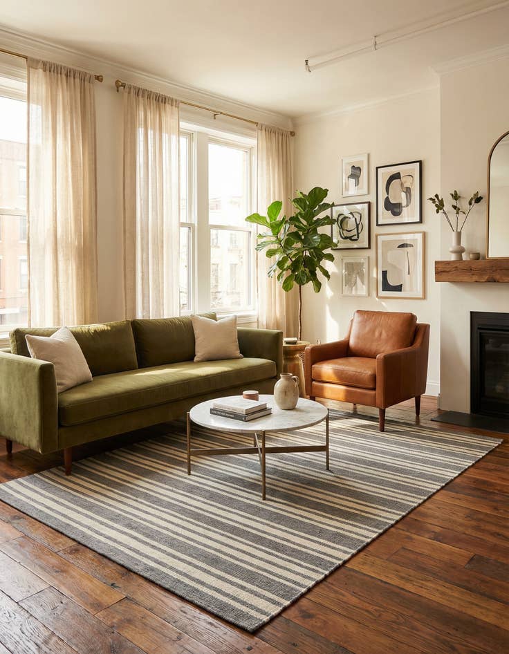 Detail image of 6' 1 x 9' Jill Zarin Striped Wool Rug