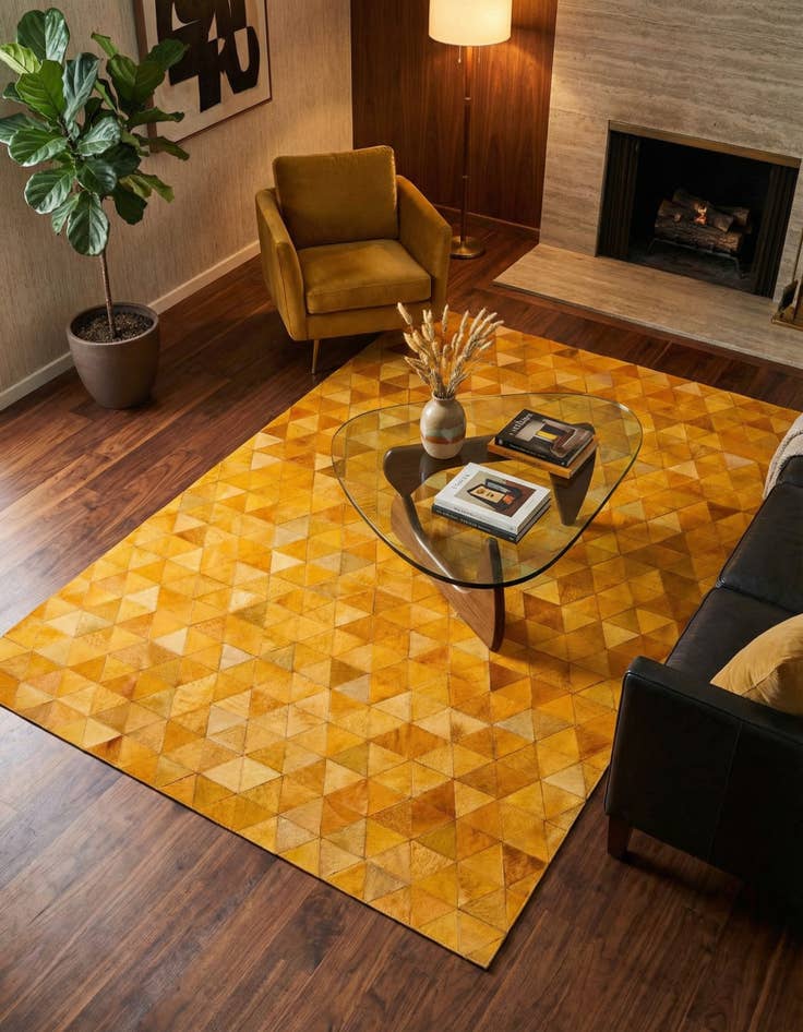 Detail image of 5' 2 x 8' 1 Cowhide Stocks Rug