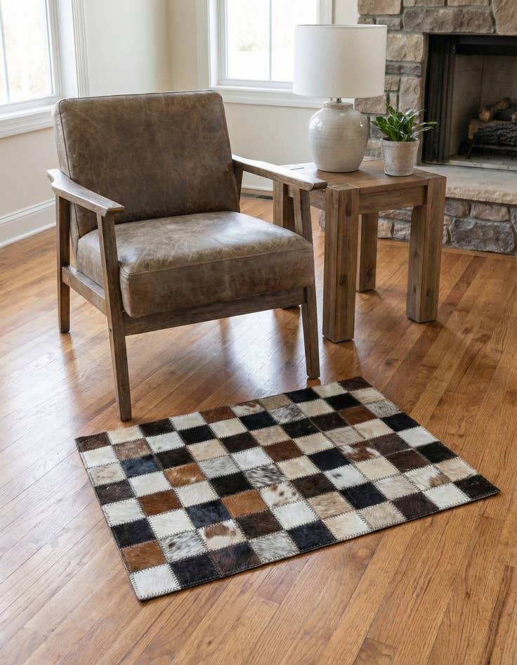 Detail image of 2' x 3' 1 Cowhide Leather Rug