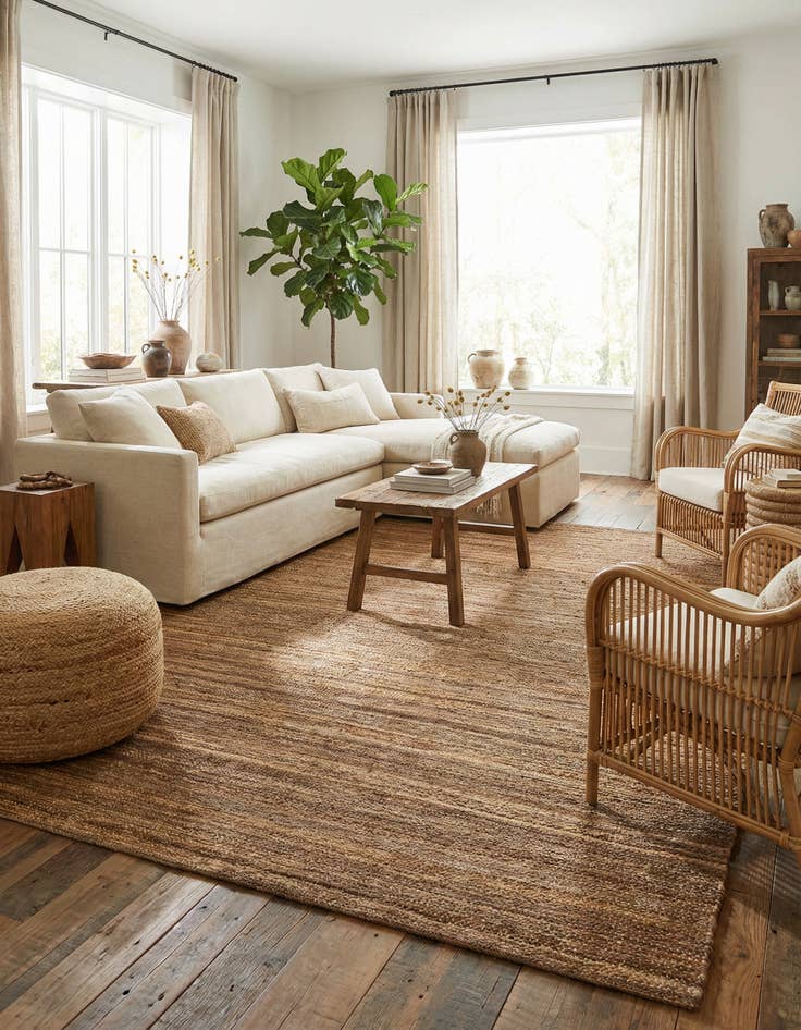 Detail image of 10' x 14' 1 Hand Woven Palm Beach Jute Rug