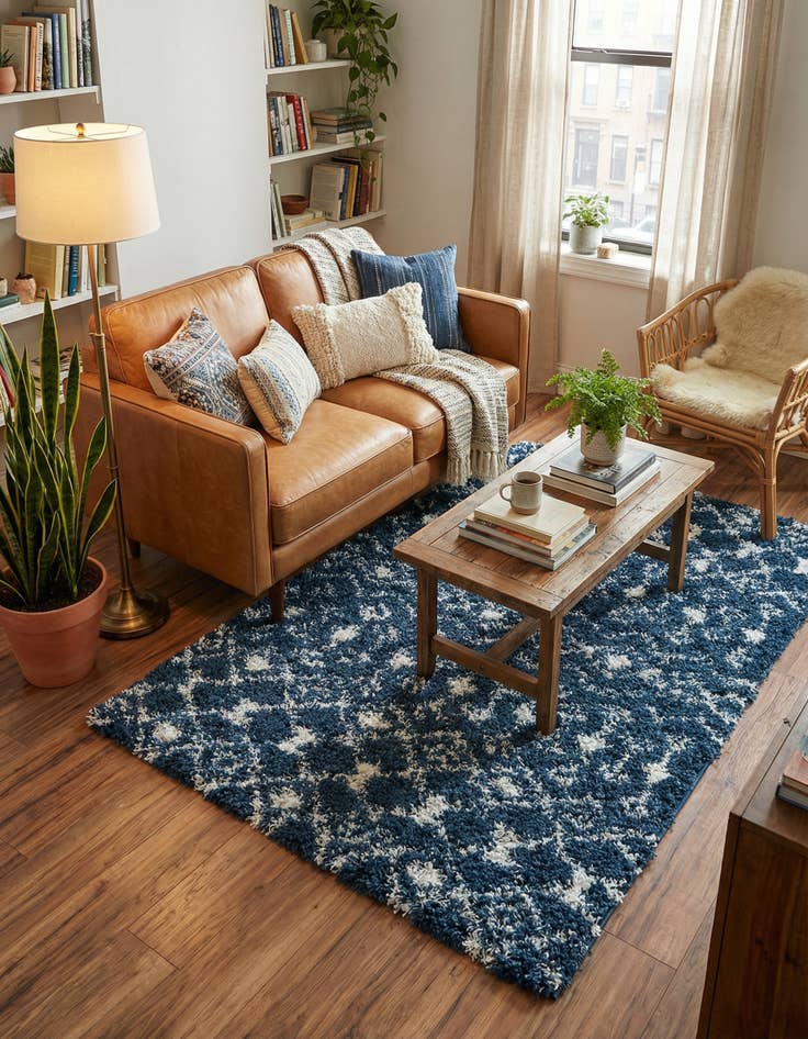 Detail image of 4' x 6' Moroccan Trellis Shag Rug