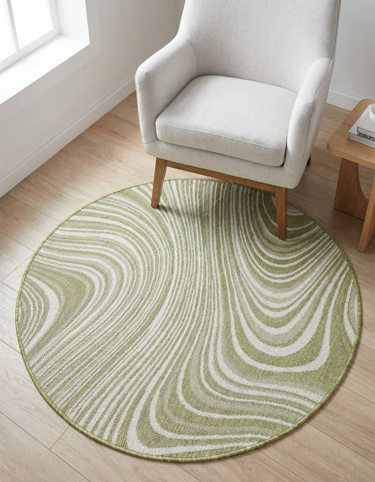 Detail image of 4' x 4'  Washable Modern Indoor / Outdoor Round Rug