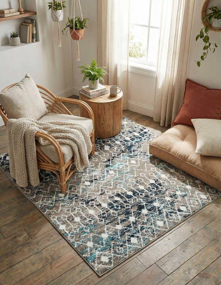 Detail image of  6' x 6' Moroccan Trellis Square Rug