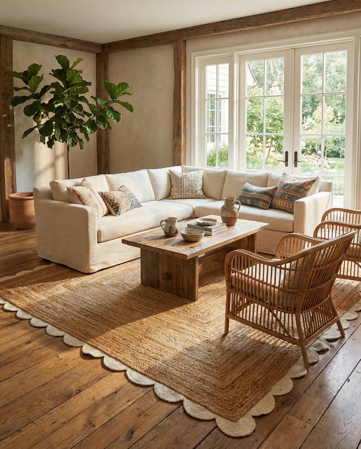 Detail image of 9' x 12' Handmade Scallop Braided Jute Rug