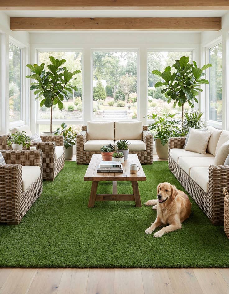 Detail image of 12' x 16'  Washable Grass Indoor / Outdoor Rug