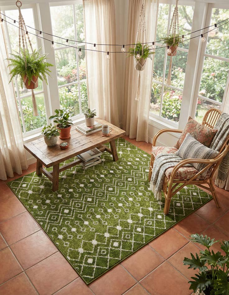 Detail image of 5' 3 x 5' 3 Moroccan Trellis Square Rug