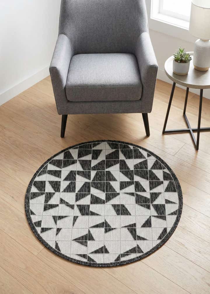 3' x 3' Easy-Clean Modern Indoor / Outdoor Round Rug