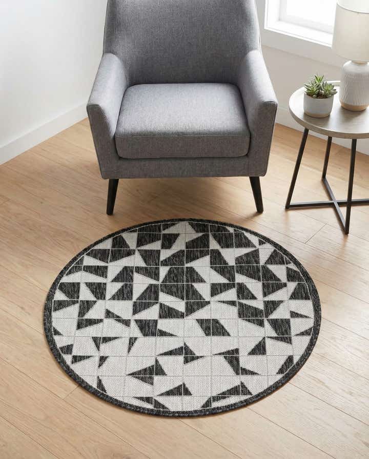 3' x 3' Easy-Clean Modern Indoor / Outdoor Round Rug