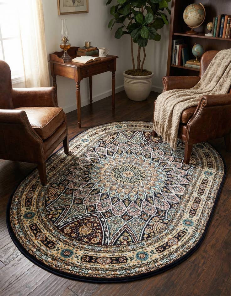 Detail image of  4' x 6' Nain Design Oval Rug
