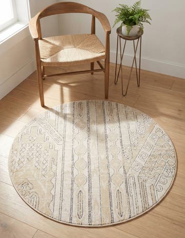 Ivory Oregon Round Rug