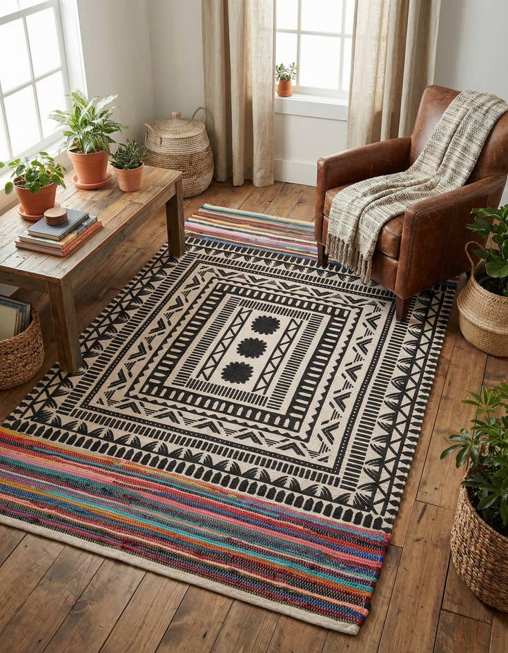 Detail image of 4' 1 x 6' 1 Hand Braided Chindi Cotton Rug