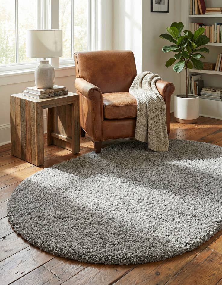 Detail image of  5' 3 x 8' Solid Shag Oval Rug