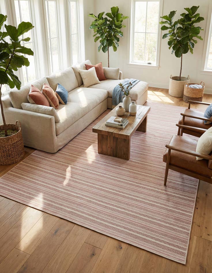 Detail image of 10' x 14' Easy-Clean Striped Indoor / Outdoor Rug