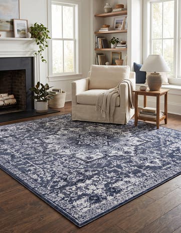 Dark Gray Washable Francesca Square Rug