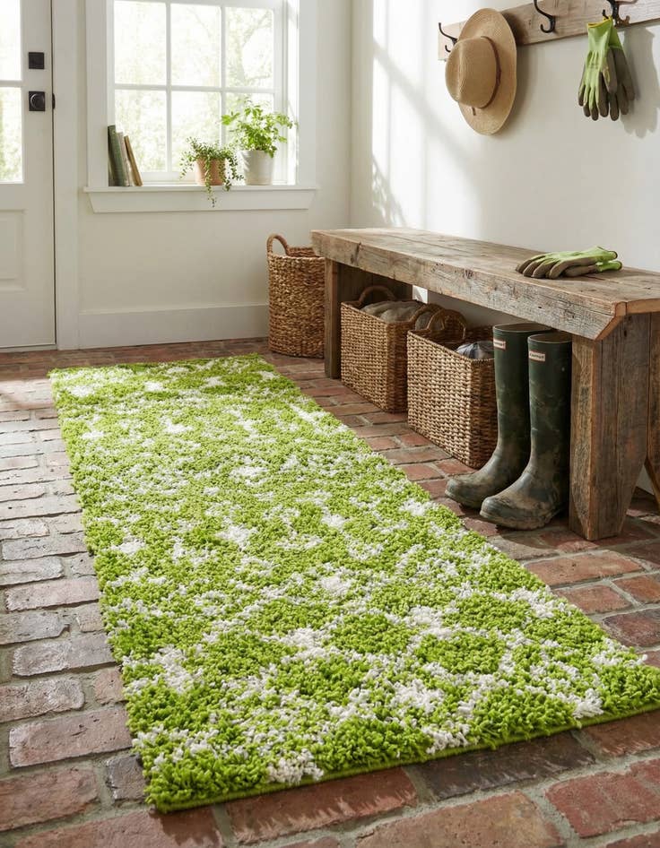 Detail image of 2' x 6' Moroccan Trellis Shag Runner Rug