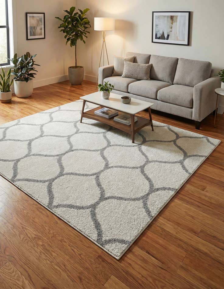 Detail image of 7' 10 x 7' 10 Lattice Frieze Square Rug