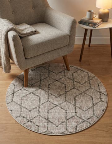 Ivory Eco Trellis Round Rug
