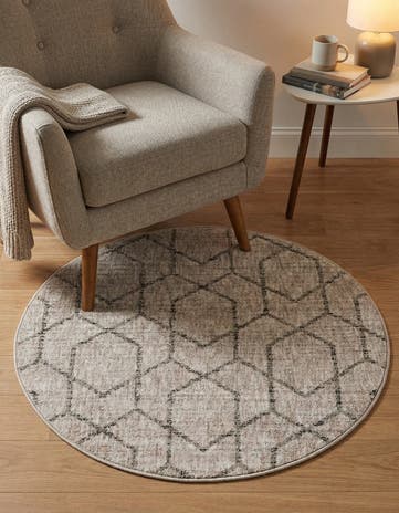 Ivory Eco Trellis Round Rug