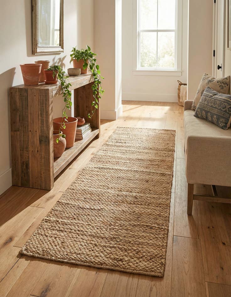 Detail image of 2' x 5' 1  Hand Woven Chunky Jute Runner Rug