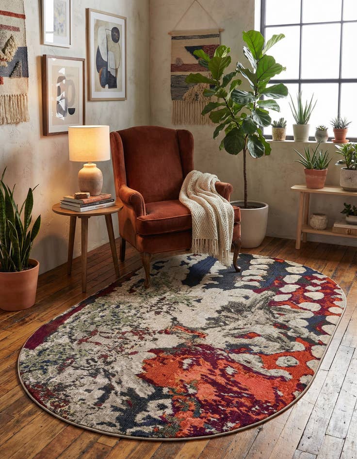 Detail image of 5' 3 x 7' 10 Washable Haerfest Oval Rug
