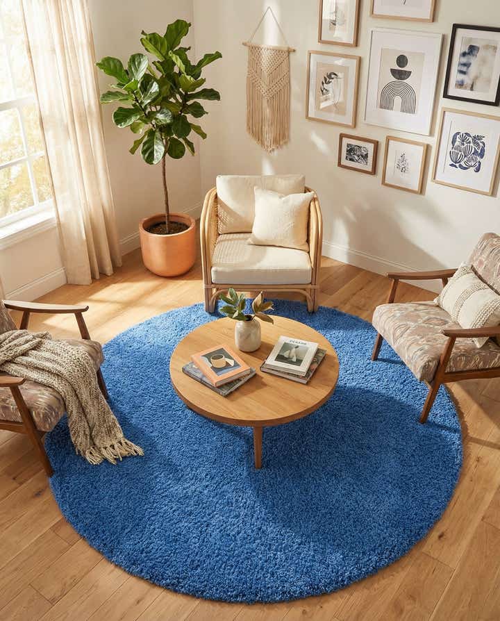 6' x 6' Solid Shag Round Rug
