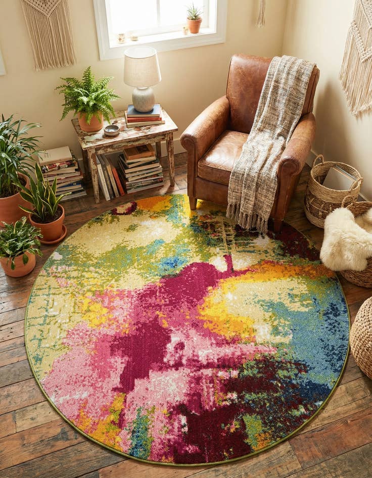 Detail image of 5' 3 x 5' 3 Washable Hyacinth Round Rug