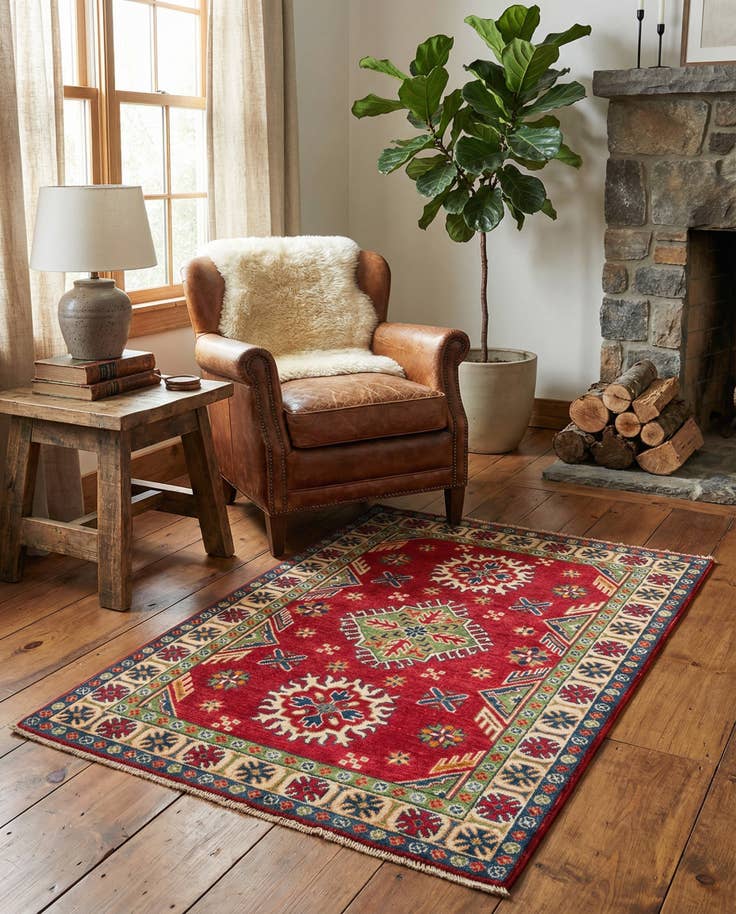 Detail image of 3' 2 x 5' Hand Knotted Kazak Rug