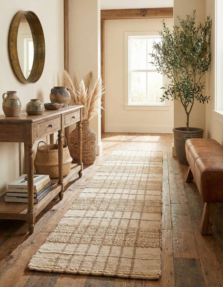 Detail image of 2' 7 x 12'  Hand Braided Laurel Handwoven Jute Runner Rug