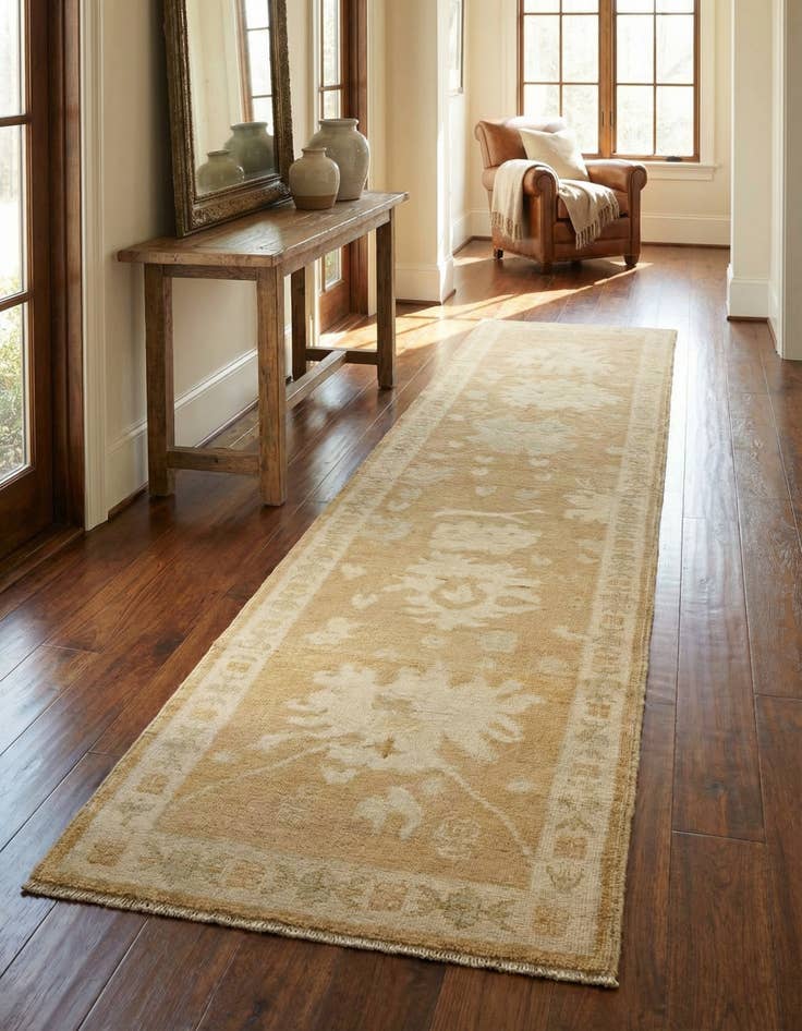 Detail image of 2' 10 x 12' 5 Hand Knotted Oushak Wool Runner Rug