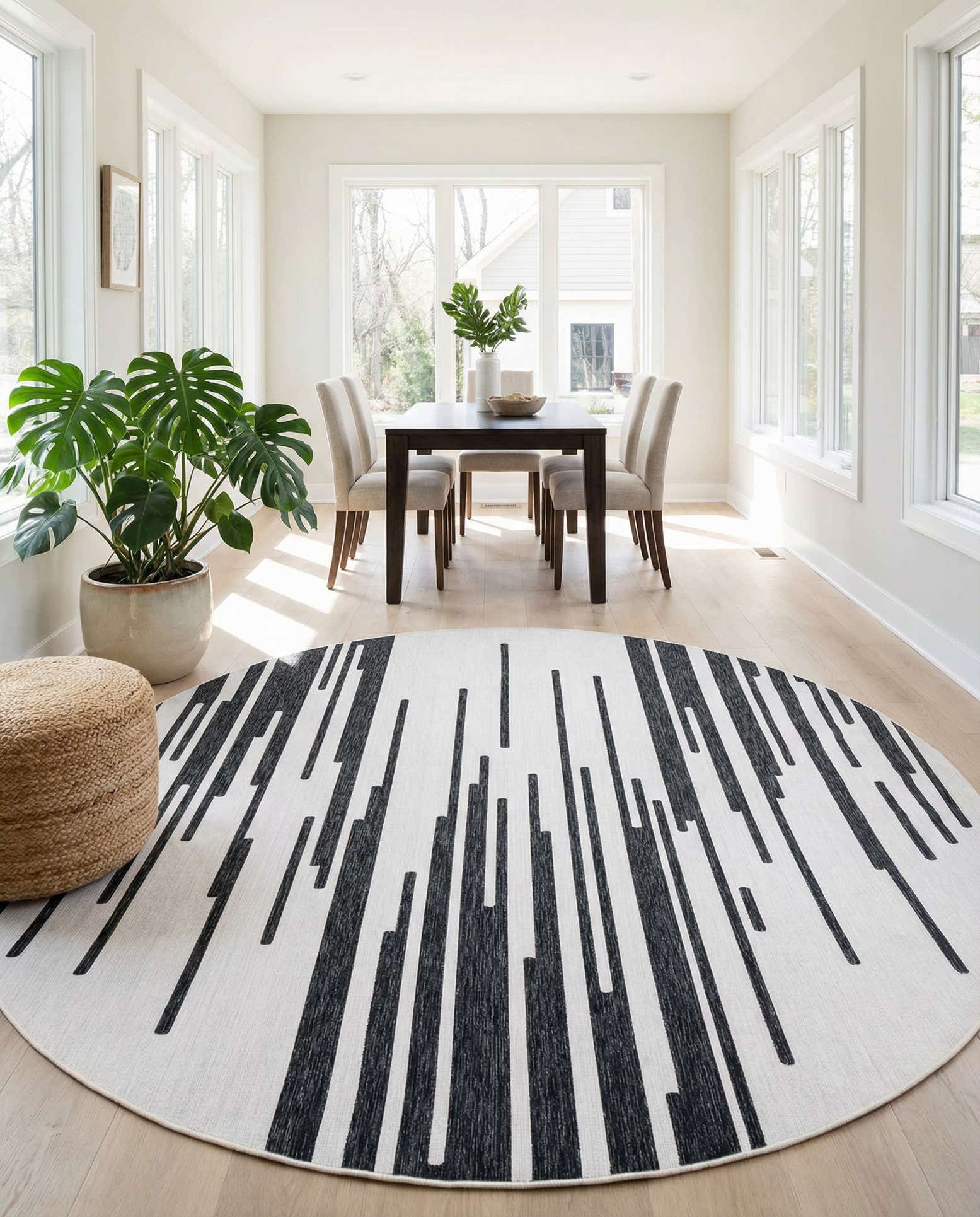 12' x 12' Easy-Clean Modern Indoor / Outdoor Round Rug