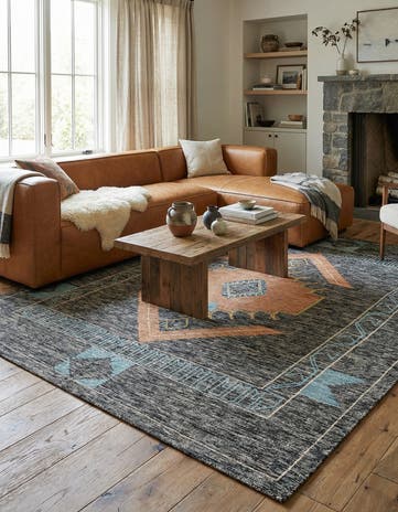 Charcoal Gray Hand Woven Kilim Wool Rug