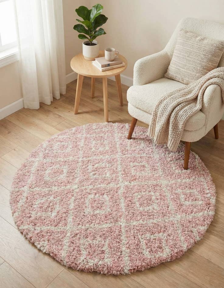 Detail image of 3' 3 x 3' 3 Lattice Shag Round Rug