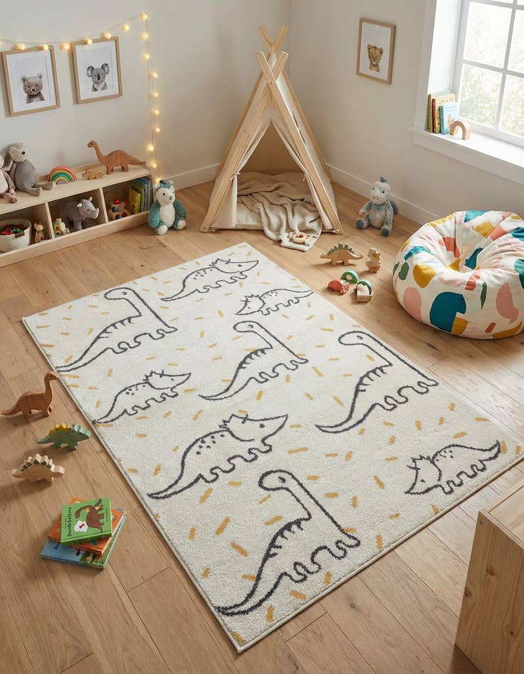 Detail image of 4' 1 x 6' 1 Dinosaur Whimsy Kids Rug