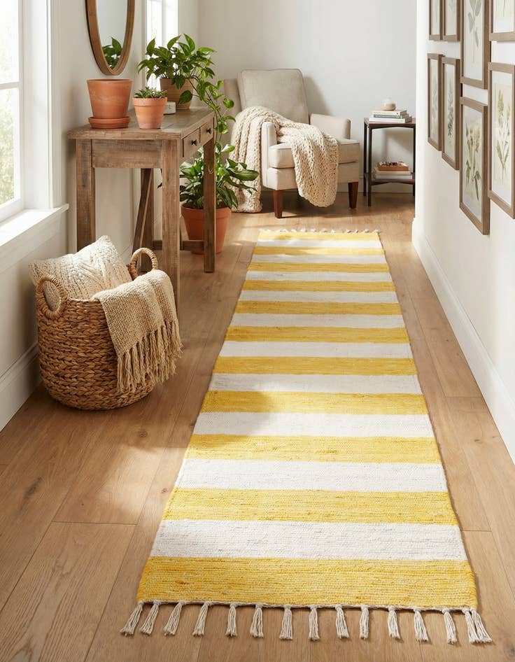 Detail image of 2' 2 x 10' Hand Woven Chindi Rag Runner Rug