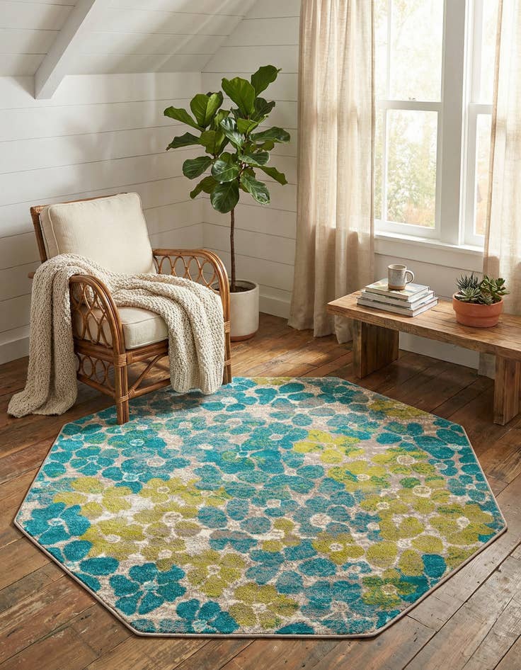 Detail image of  5' 3 x 5' 3 Azalea Octagon Rug