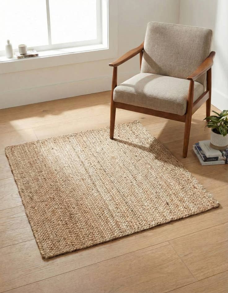 Detail image of 3' 3 x 3' 3 Handmade Braided Jute Square Rug