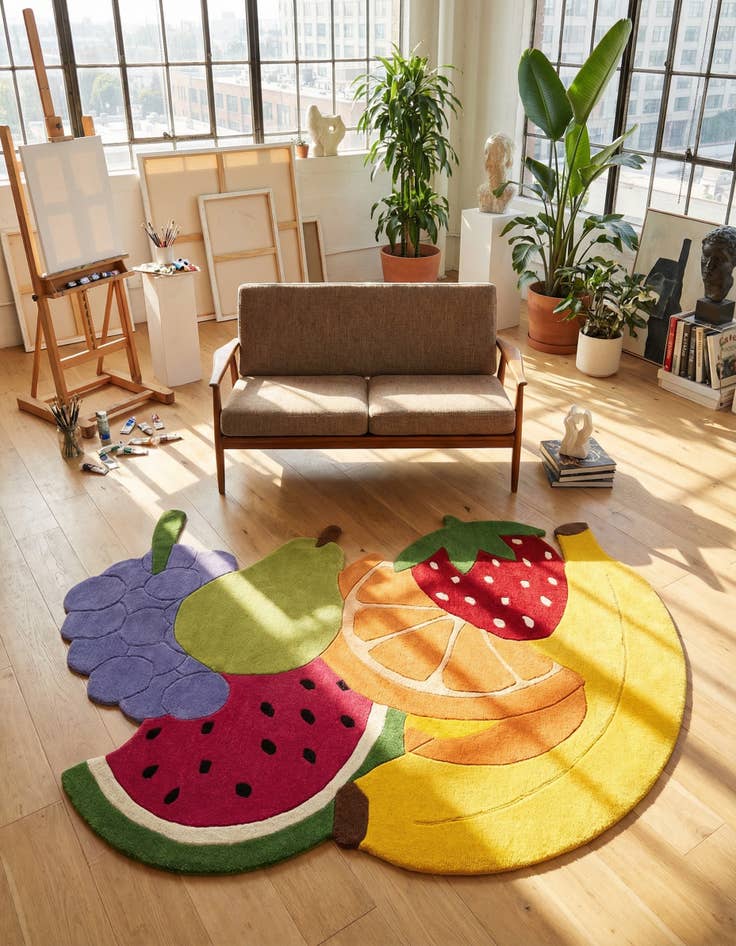 Detail image of 5' 5 x 8' Happy Rugs Fruit Salad Wool